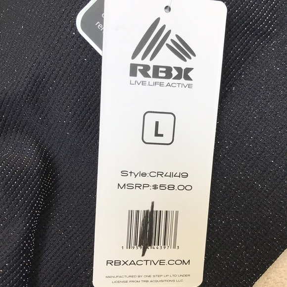RBX Black and Silver Metallic Sports Bra-Size L  NWT - Picture 4 of 5